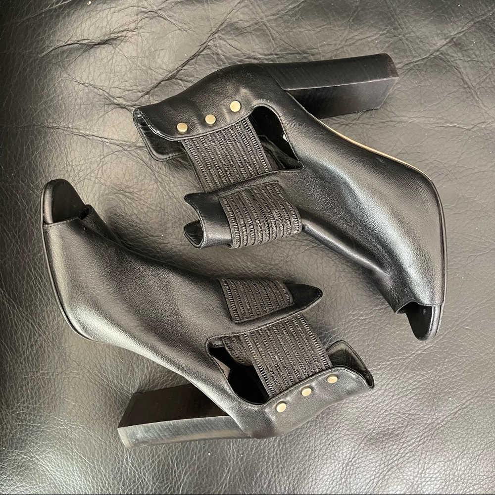 Jimmy Choo Black Leather Open-Toe Block Heel Mules